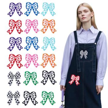 Imagem de letsinstyle 9 peças de laço de ferro em remendos, aplique bordado de nó de laço multicolorido, enfeites decorativos de poliéster para bolsas de roupas, jaquetas, jeans, brincos acessórios DIY