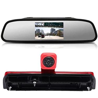 Imagem de Substituição original da câmera de ré da luz de freio do carro terceiro teto para Dodge Dakota 2005-2011/Mitsubishi Raider 2005-2007 (com espelho retrovisor de 4,3 polegadas)