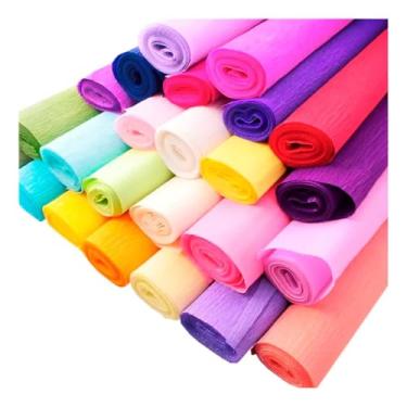 Imagem de Kit 18 Rolos de Papel Crepom, 48cm x 2m, 18 cores Disponiveis Premium