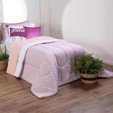 Imagem de Kit Edredom Solteiro Hipercal 400 Fios Dupla Face com Porta Travesseiro 05 Peças Colorful Rosa