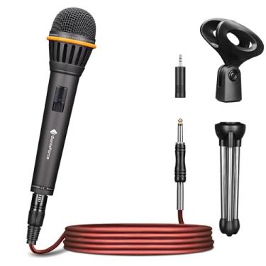 Imagem de SonixForce Microfone dinâmico – Microfone vocal profissional para cantar – Microfone portátil com fio com cabo de áudio XLR de 4,9 m para 1/10.2 cm – Microfone para falar, karaokê e palco de estar