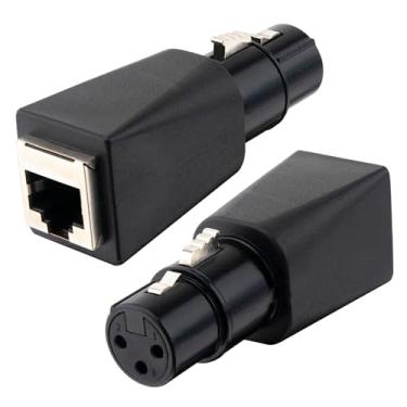 Imagem de Lonlonty Conversor adaptador DMX fêmea XLR para RJ45 Ethernet de 3 pinos, conector de rede DMX para Cat5 para DMX Controller Series, pacote com 2