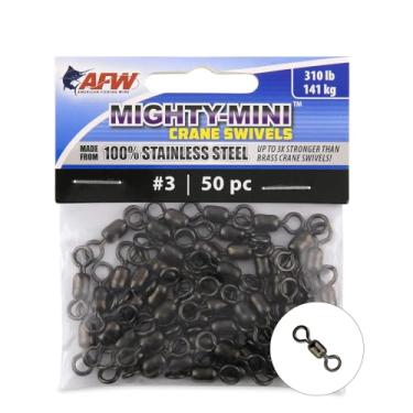 Imagem de American Fishing Wire Mighty Mini guindaste giratório (100% de aço inoxidável), cor preta, tamanho 3, teste de 140 kg, 50 peças