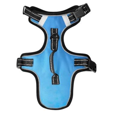 Imagem de STAYTOP Peitoral azul gradiente para cães/gatos, ajustável, macio, acolchoado, peitoral para animais de estimação, refletivo, sem asfixia, clipe frontal de fácil controle para cães/gatos - P
