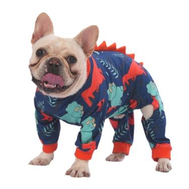 Imagem de PetWarm Pijama de cachorro, estampa de dinossauro, todas as estações, verde laranja, GG