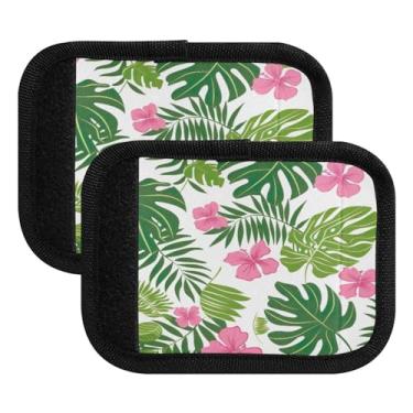 Imagem de Qilmy Pacote com 4 identificadores de bagagem, folhas de palmeira coloridas, alças confortáveis, capas para carrinho de bebê, mala de viagem, acessórios de viagem de avião1134