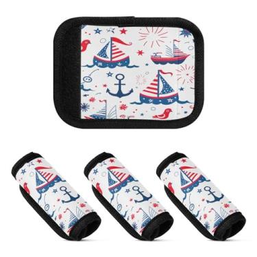 Imagem de Qilmy Bandeira Americana Veleiro Bagagem Handle Wrap Pacote 2 Identificadores de Bagagem Tag Comfort Handle Grips Capa para Carrinho de Viagem Bolsa Mala Avião Acessórios de Viagem 1883