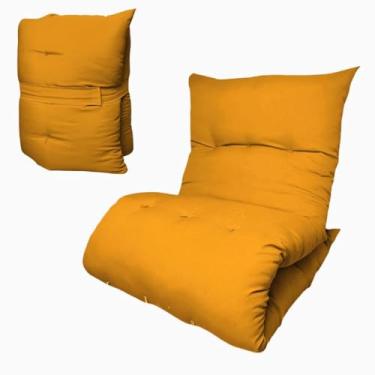 Imagem de Colchão dobrável estilo japonês, 170x60x9 cm. Um colchão multifuncional adequado para pisos, sofás, quartos de hóspedes e meditação; macio e confortável. (Mostarda)