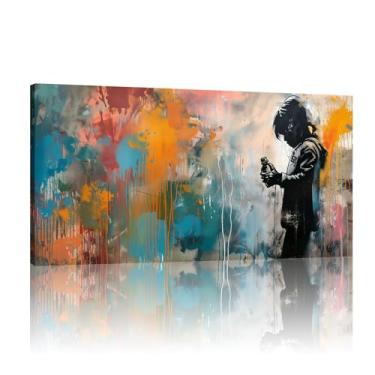 Imagem de Tela de impressão de arte de parede grafite, mural de parede de grafite Banksy, pôster de parede abstrato, impressão de parede de pintura, arte de parede de grafite - (40 x 80 cm) 16 x 32 polegadas