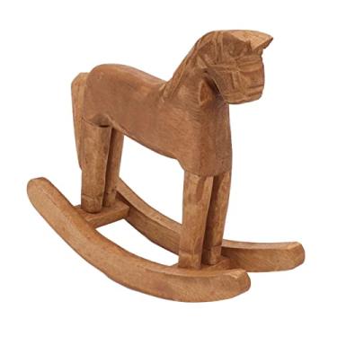 Imagem de Alomejor Cavalo de Balanço de Madeira, Escultura Em Madeira de Pinho Esculpida à Mão, Decoração de Mesa para Casa, Escritório, Quarto, Sorte, Cavalo de Trojan, Ornamento, Presente