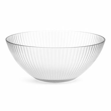 Imagem de Tigela de Vidro Transparente com Textura Listrada Design Moderno Formato Redondo 1725ml