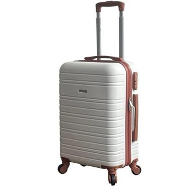 Imagem de Mala de Bordo ABS 10kg 17” a 21” Polegadas Mala de Viagem com Rodinhas 360° Cadeado Código (Branco-19”(10KG) Modelo-W)