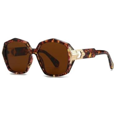Imagem de JRLLFD Óculos de sol estilo retrô com armação estilo street shooting polygon (marrom)
