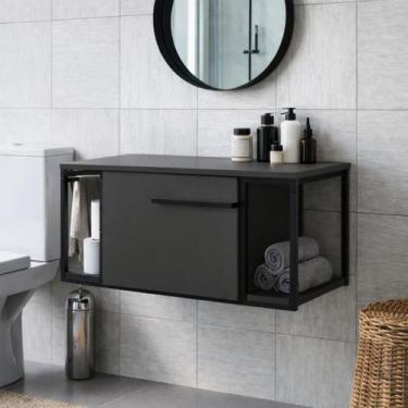 Imagem de Gabinete Banheiro Sem Cuba Armário Lavabo Porta Toalha - LaCasaMia, Gr