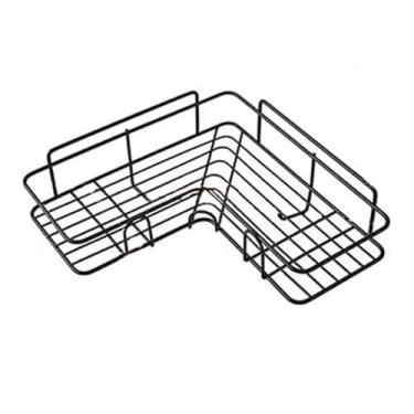 Imagem de KHUTRW3D Suporte de chuveiro de canto, organizador de chuveiro de canto adesivo com ganchos, prateleira de chuveiro de metal montada na parede para banheiro, dormitório e cozinha