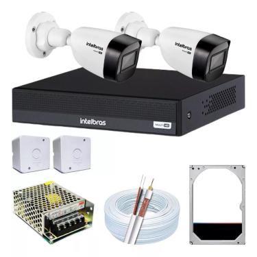 Imagem de Kit 2 Cameras Intelbras 1120B  Full Color Dvr 4ch HD 500 GB