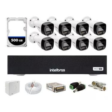 Imagem de Kit Intelbras 8 cameras Full Color Vhd 1120b Dvr 8 Mhdx 1008 C/ HD 500gb
