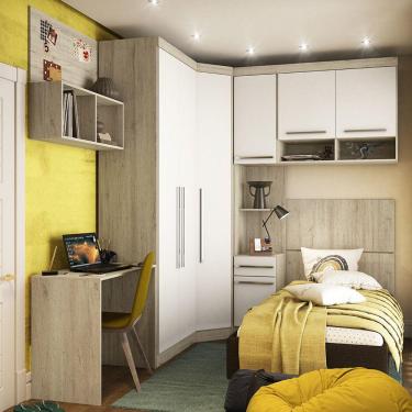 Imagem de Guarda Roupa Solteiro De Canto C/ Escrivaninha Avelã Rústico