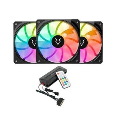 Imagem de Kit com 3 Ventoinhas Husky Arctic Breeze, 120mm, Iluminação ARGB, Preto - HKCF300PT-Unissex
