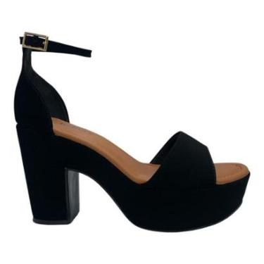 Imagem de Sandália Bebece Salto Mono Bloco Anabela Nobuck Preto T5118-153-Feminino