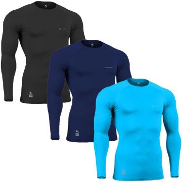 Imagem de Kit C/ 3 Camisas de CompressÃ£o TÃ©rmica Stigli Pro ProteÃ§Ã£o Solar FPU50+ Manga Longa Poliamida-Masculino