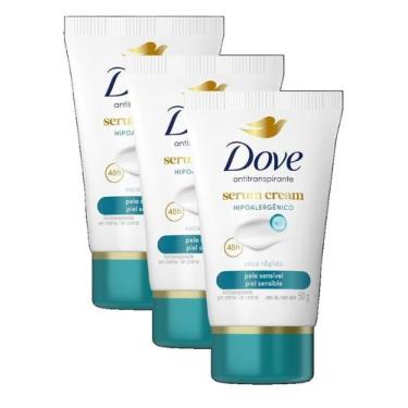 Imagem de kit 3 Dove Desodorante Antitranspirante Creme Sérum Pele Sensível 50g