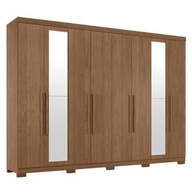 Imagem de Guarda Roupa Casal 8 Portas 4 Gavetas Master New Com Espelho E Pés Jat