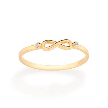 Imagem de Anel skinny infinito 18k com zircônias  513063 Rommanel, Branco, 20