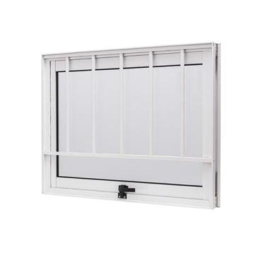 Imagem de Janela de Aluminio Maxim-Ar 50x50cm com Grade e Vidro Boreal Cristal R