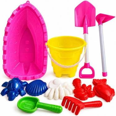 Imagem de Kit Praia Infantil Barco Balde Pá Enxada Brinquedos Areia - Corpo Dour