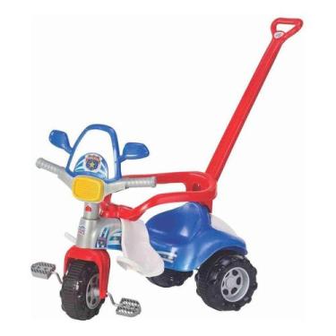 Imagem de Triciclo Infantil Carro Polícia Azul Magic Toys Aro Proteção Removível