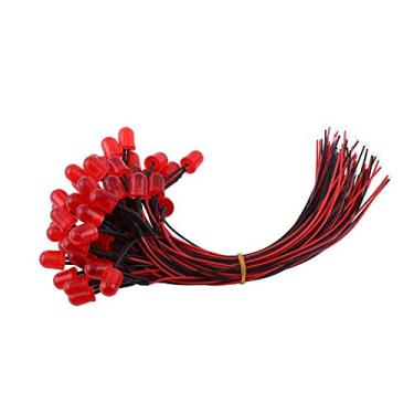 Imagem de 50 peças 3/5/10mm pré-fio difundido diodos led multi cores luz led luzes sortidas kit diy para experimento de projeto científico dc 9-12 v (luz vermelha-10mm)