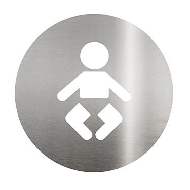 Imagem de Placa De Sinalização | Trocador/Fraldário - Aço inox 430 Escovado, diametro 15 cm - BIOVIS
