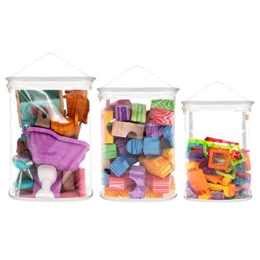 Imagem de Kit Organizadores de Brinquedos Blocos Branco - Momis Petit - Organizador de Brinquedos - Branco - P: 20x16x11cm; M: 30x22x12cm; G: 33x24x14cm