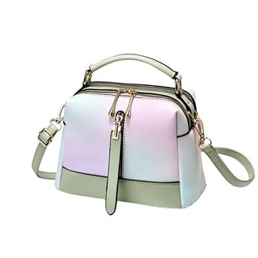 Imagem de Bolsa feminina fashion alça superior bolsa de couro bolsa feminina multicolorida bolsa de ombro com zíper bolsa de ombro, Verde
