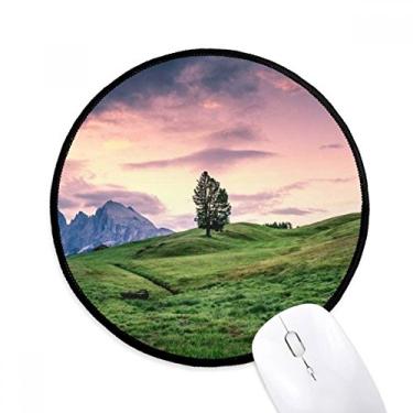 Imagem de Mouse pad rosa árvore grama céu mesa escritório tapete redondo para computador