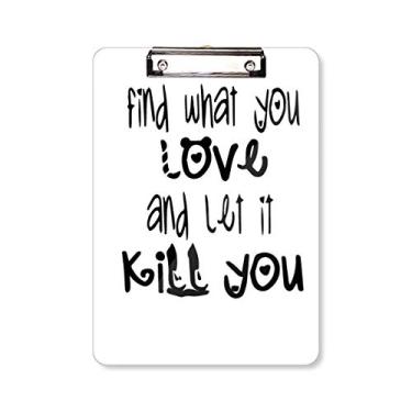 Imagem de Placa de apoio para prancheta Love and Kill Design de palavras inglesas A4