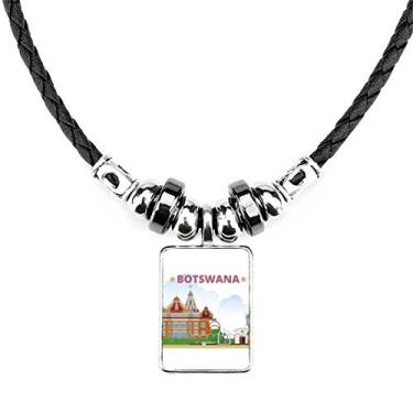 Imagem de DIYthinker Cidade Building Botsuana Colar Joias Torque Pingente de corda de couro
