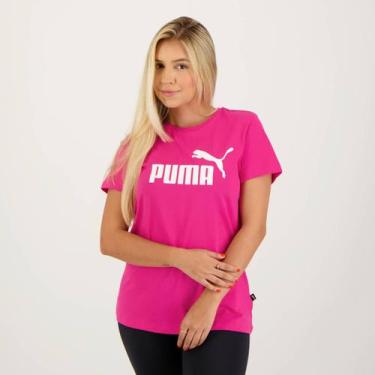 Imagem de Camiseta Puma Ess Logo S Feminina Rosa E Branca