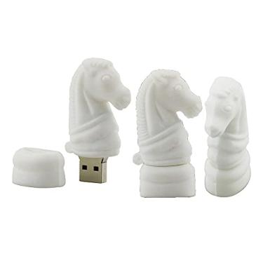 Imagem de Pen Drive USB em formato de cavaleiro de xadrez de 64 GB, disco em U, disco USB 2.0, dados USB, pen drive, dispositivo de armazenamento, unidade USB, disco flash de armazenamento externo (branco)