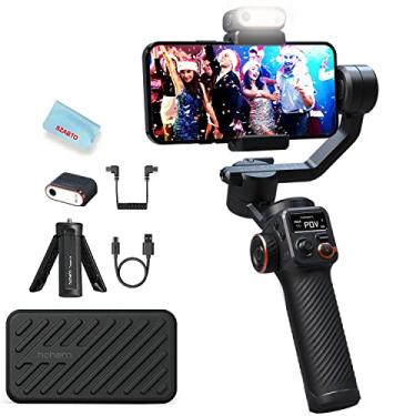 Imagem de Kit estabilizador gimbal Hohem iSteady M6 de 3 eixos com luz de preenchimento magnético/sensor de rastreamento por IA, para smartphone iPhone/Android com tela OLED de 0,9”, carga útil máxima de 400 g