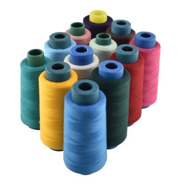 Imagem de HDST-HOME Linha para máquina de costura de 12 cores, 40 m/2 2500 jardas por cone overlock, linhas de costura de poliéster para máquinas de costura, costura DIY, bordado à mão, Serger