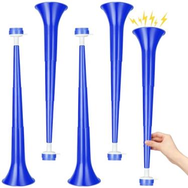 Imagem de GCQJOQ 4 Pcs Blue Stadium Horn 21 Inch Vuvuzela Plastic Collapsible Cheering Trumpets for Sporting Events Football Carnival Party Supplies