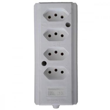 Imagem de Tomada Barra Interneed   Quadrupla 10/20A 2 Polos +Terra Branca  66569