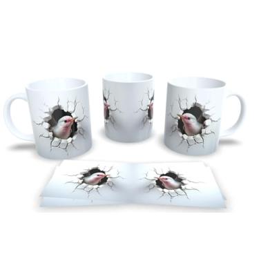 Imagem de Caneca Branca de Porcelana Personalizadas Arte Espelhadas em 3D Animais (Passaro 6)
