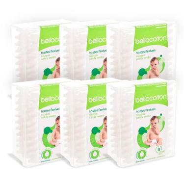 Imagem de Cotonete Para Bebe Haste Flexivel Bellacotton kit com 6 caixas C/ 50 C