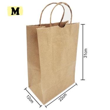 Imagem de 10 Sacolas de Papel Kraft Pardo Delivery C/ Alça (com TAG de agradecim