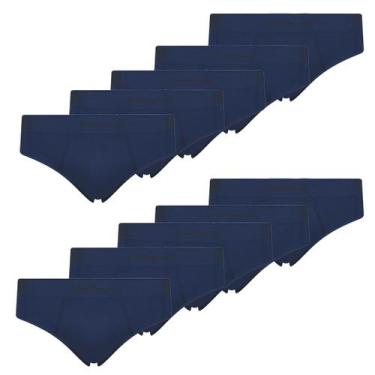 Imagem de Kit 10 Cueca Selene Microfibra Masculina Slip sem costura, Azul, G