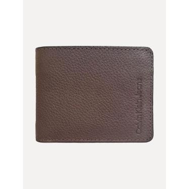 Imagem de Carteira Calvin Klein Masculina Vertical Logo Relief Marrom Café-Masculino
