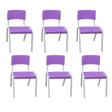 Imagem de Kit 6 Cadeira Iso Infantil Violeta Brinquedoteca Escola Creche Igreja 